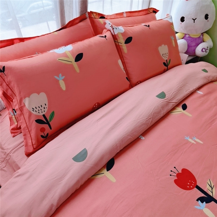 91家纺网 家纺一手货源 找家纺 沐白家居 2023全棉大版生态磨毛四件套 田园兔