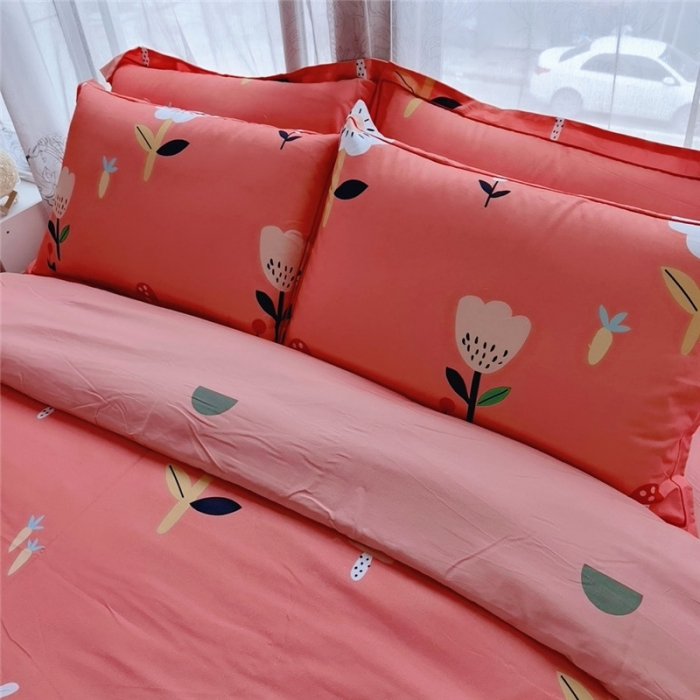 91家纺网 家纺一手货源 找家纺 沐白家居 2023全棉大版生态磨毛四件套 田园兔