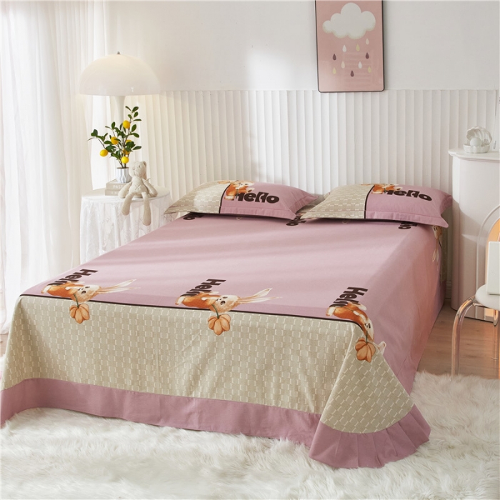 91家纺网 家纺一手货源 找家纺 沐白家居 2023全棉大版生态磨毛四件套 遇见-粉