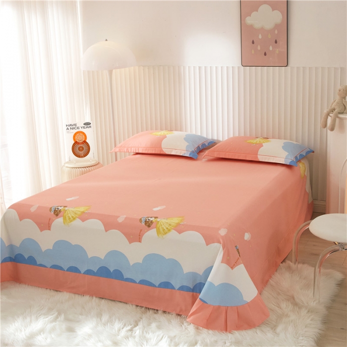 91家纺网 家纺一手货源 找家纺 沐白家居 2023全棉大版生态磨毛四件套 小仙女-粉