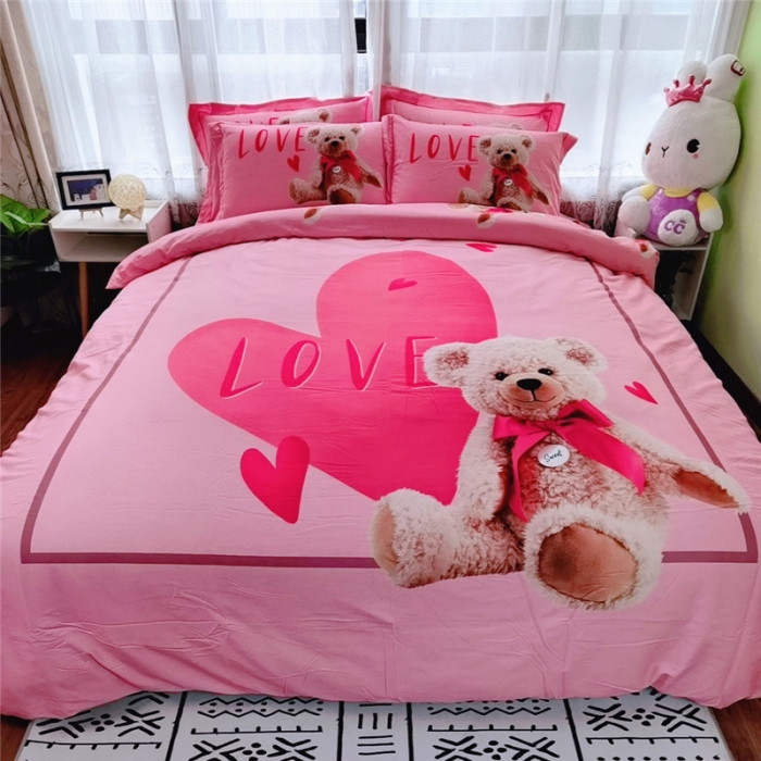 91家纺网 家纺一手货源 找家纺 沐白家居 2023全棉大版生态磨毛四件套 梦琪宝贝