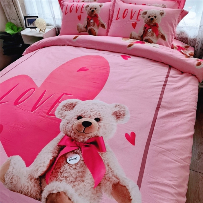 91家纺网 家纺一手货源 找家纺 沐白家居 2023全棉大版生态磨毛四件套 梦琪宝贝