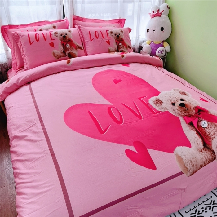 91家纺网 家纺一手货源 找家纺 沐白家居 2023全棉大版生态磨毛四件套 梦琪宝贝