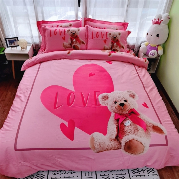 91家纺网 家纺一手货源 找家纺 沐白家居 2023全棉大版生态磨毛四件套 梦琪宝贝