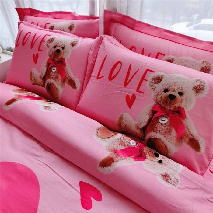 91家纺网 家纺一手货源 找家纺 沐白家居 2023全棉大版生态磨毛四件套 梦琪宝贝