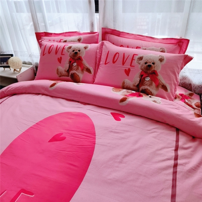 91家纺网 家纺一手货源 找家纺 沐白家居 2023全棉大版生态磨毛四件套 梦琪宝贝