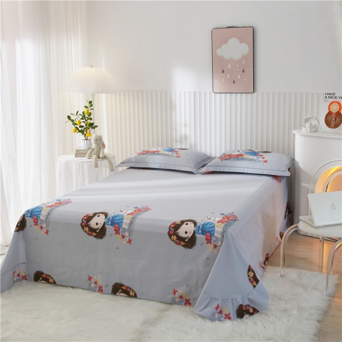 91家纺网 家纺一手货源 找家纺 沐白家居 2023全棉大版生态磨毛四件套 欢乐一夏-紫