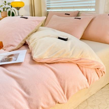 91家纺网 家纺一手货源 找家纺 首尔 2023新款无印风牛奶绒单品系列 粉拼杏仁