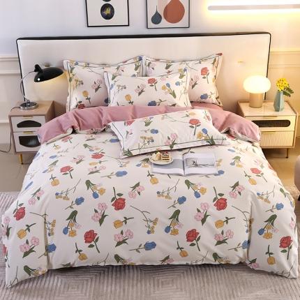 91家纺网 家纺一手货源 找家纺 橘姿 2023升级喷气全棉磨毛四件套纯棉四件套加厚直播 可可花园-米