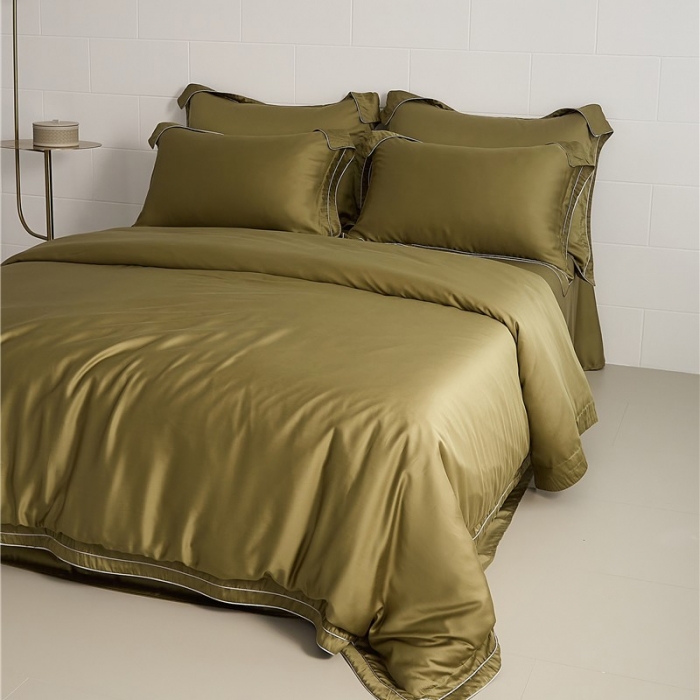 91家纺网 家纺一手货源 找家纺 2023秋冬新款长绒棉-云锦系列英文版 云锦-橄榄绿