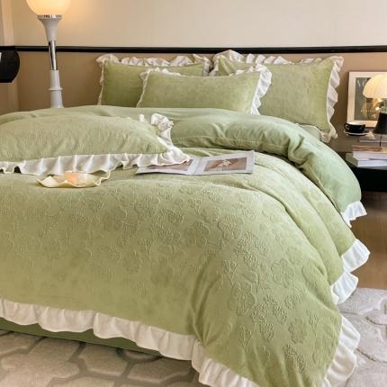 91家纺网 家纺一手货源 找家纺 （总）金牛座 韩版雕花牛奶绒四件套