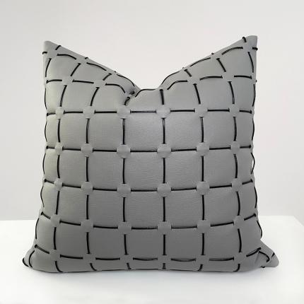 爱家居 现代轻奢手工编织科技布皮质抱枕沙发靠枕软装设计靠包 空间—灰