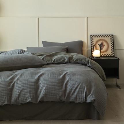 雅居纺2023新款系全棉泡泡纱四件套 泡泡纱-黑茶