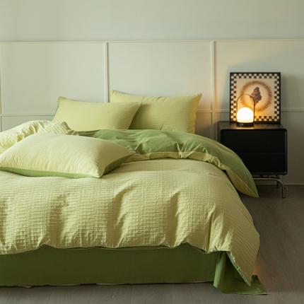 雅居纺2023新款系全棉泡泡纱四件套 泡泡纱-牛油果