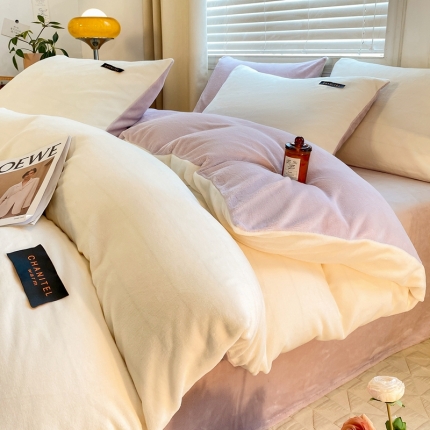 91家纺网 家纺一手货源 找家纺 （总）首尔 2023新款无印风牛奶绒四件套单品系列