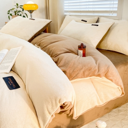 91家纺网 家纺一手货源 找家纺 （总）首尔 2023新款无印风牛奶绒四件套单品系列