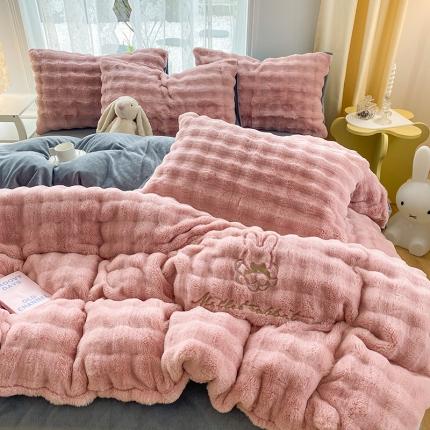 91家纺网 家纺一手货源 找家纺 总推 潮邦 热卖牛奶绒小米兔牛奶绒泡泡兔绒保暖四件套（含买家秀）