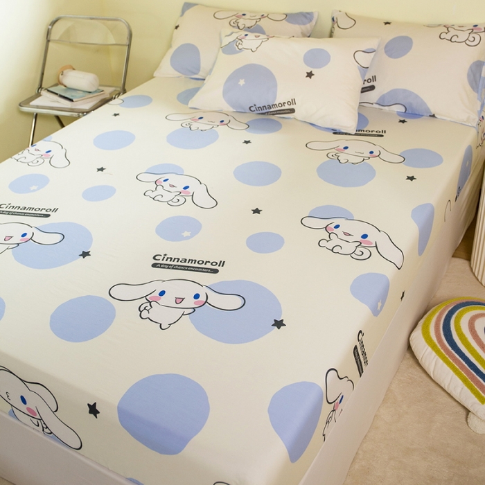 91家纺网 家纺一手货源 找家纺 博雅 2023新款三丽鸥卡通全棉系列-单品床笠（第二批） 波点玉桂狗