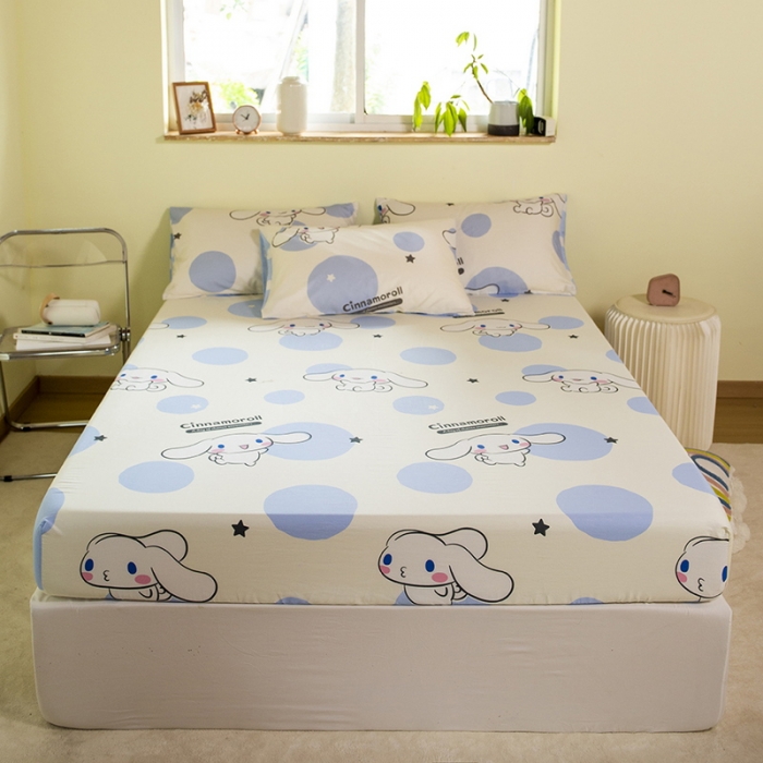 91家纺网 家纺一手货源 找家纺 博雅 2023新款三丽鸥卡通全棉系列-单品床笠（第二批） 波点玉桂狗