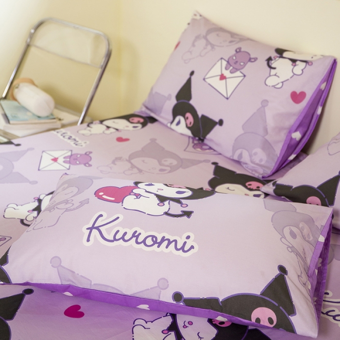 91家纺网 家纺一手货源 找家纺 博雅 2023新款三丽鸥卡通全棉系列-单品床笠（第二批） 开心库洛米