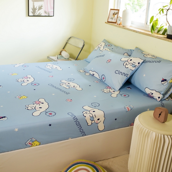 91家纺网 家纺一手货源 找家纺 博雅 2023新款三丽鸥卡通全棉系列-单品床笠（第二批） 甜品玉桂狗