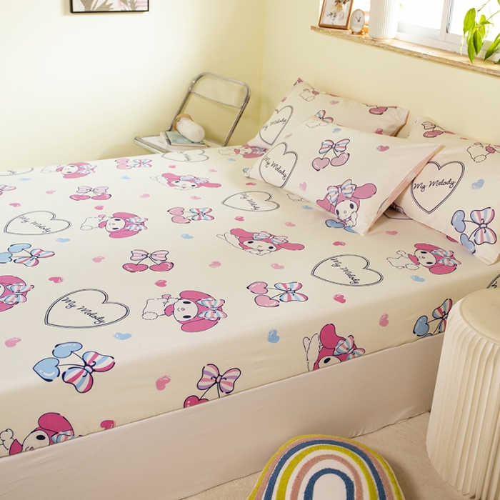 91家纺网 家纺一手货源 找家纺 博雅 2023新款三丽鸥卡通全棉系列-单品床笠（第二批） 樱桃美乐蒂