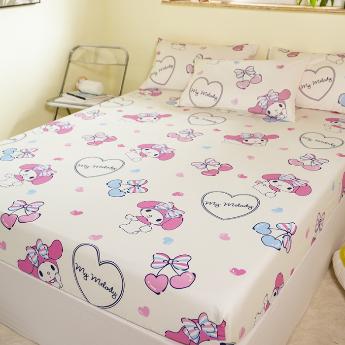 91家纺网 家纺一手货源 找家纺 博雅 2023新款三丽鸥卡通全棉系列-单品床笠（第二批） 樱桃美乐蒂