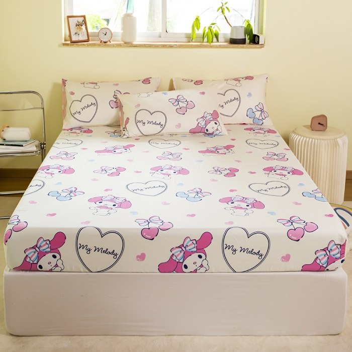 91家纺网 家纺一手货源 找家纺 博雅 2023新款三丽鸥卡通全棉系列-单品床笠（第二批） 樱桃美乐蒂