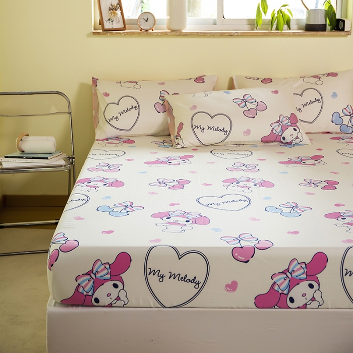 91家纺网 家纺一手货源 找家纺 博雅 2023新款三丽鸥卡通全棉系列-单品床笠（第二批） 樱桃美乐蒂