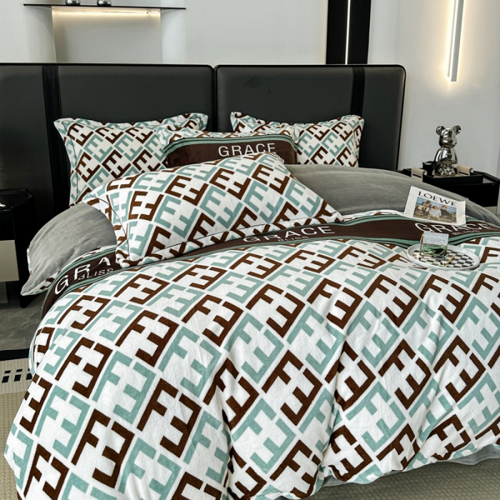 91家纺网 家纺一手货源 找家纺 耀达 2024新款轻奢加厚牛奶绒四件套 F迪