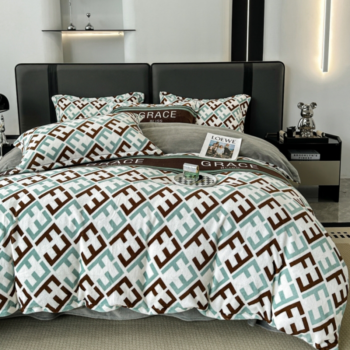 91家纺网 家纺一手货源 找家纺 耀达 2024新款轻奢加厚牛奶绒四件套 F迪