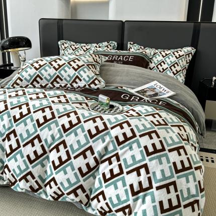 耀达 2024新款轻奢加厚牛奶绒四件套 F迪