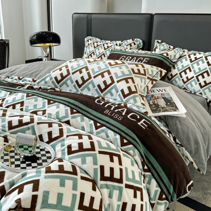 91家纺网 家纺一手货源 找家纺 耀达 2024新款轻奢加厚牛奶绒四件套 F迪