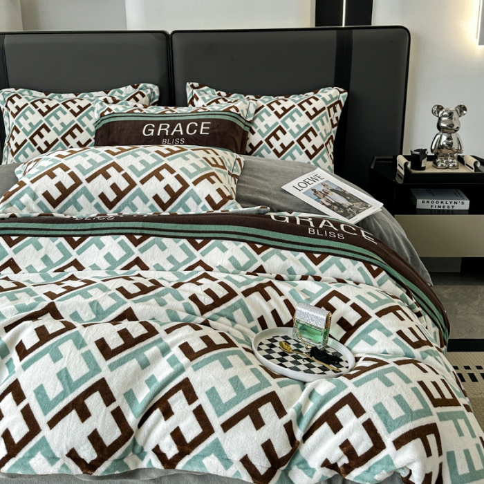 91家纺网 家纺一手货源 找家纺 耀达 2024新款轻奢加厚牛奶绒四件套 F迪