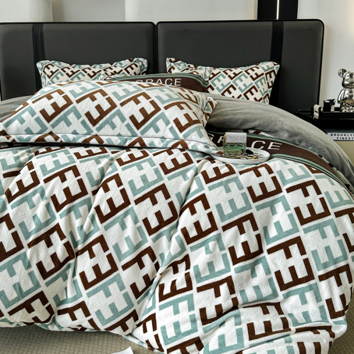 91家纺网 家纺一手货源 找家纺 耀达 2024新款轻奢加厚牛奶绒四件套 F迪