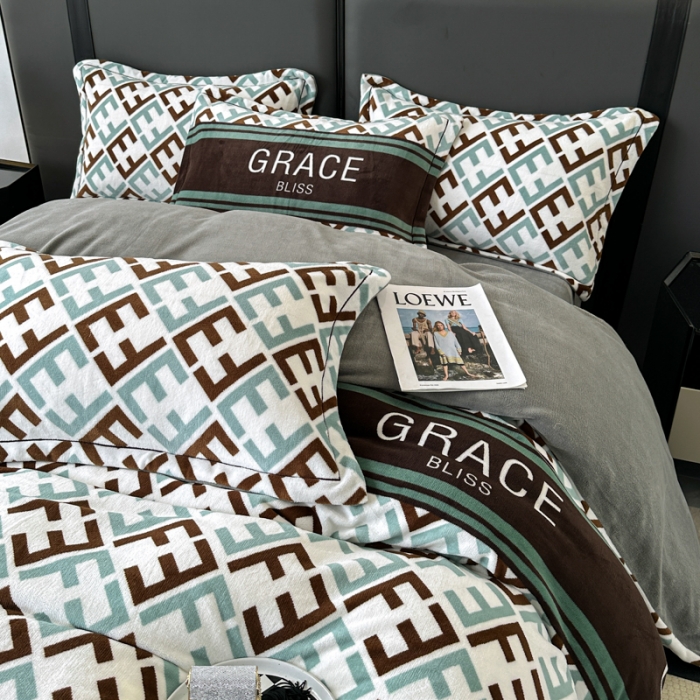 91家纺网 家纺一手货源 找家纺 耀达 2024新款轻奢加厚牛奶绒四件套 F迪