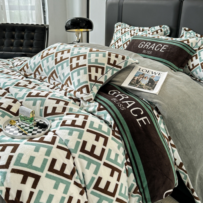 91家纺网 家纺一手货源 找家纺 耀达 2024新款轻奢加厚牛奶绒四件套 F迪