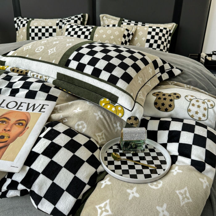 91家纺网 家纺一手货源 找家纺 耀达 2024新款轻奢加厚牛奶绒四件套 英伦格