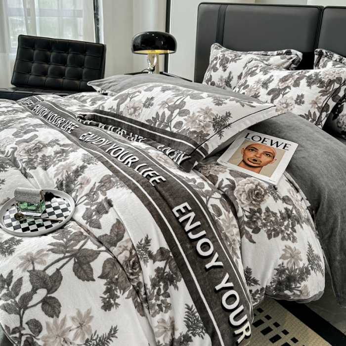 91家纺网 家纺一手货源 找家纺 耀达 2024新款轻奢加厚牛奶绒四件套 晚风