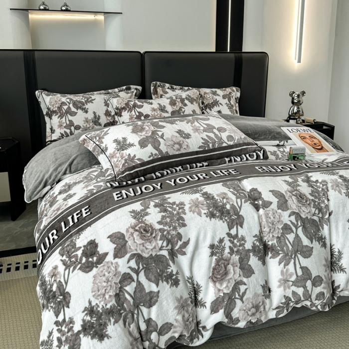 91家纺网 家纺一手货源 找家纺 耀达 2024新款轻奢加厚牛奶绒四件套 晚风