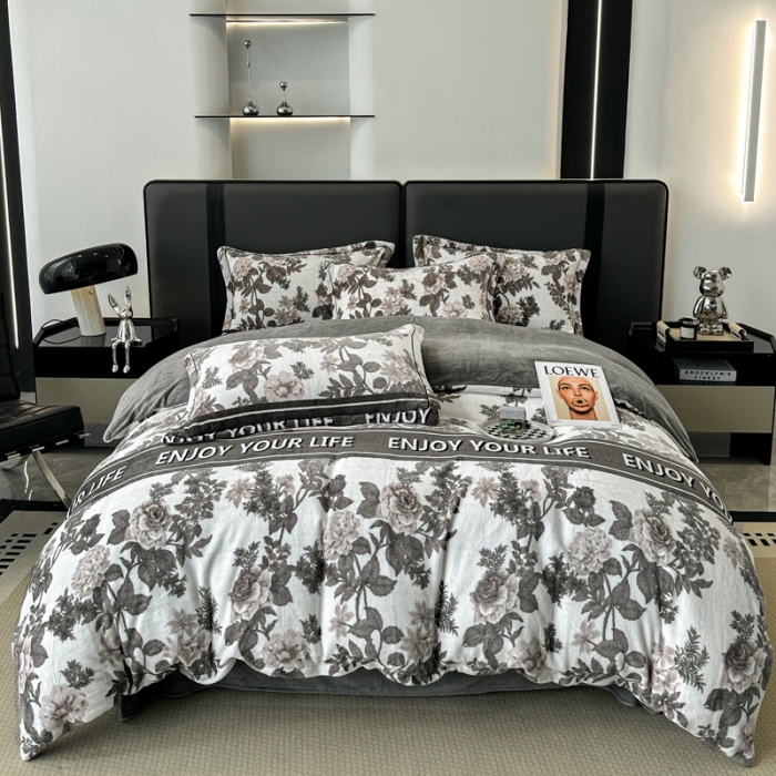 91家纺网 家纺一手货源 找家纺 耀达 2024新款轻奢加厚牛奶绒四件套 晚风