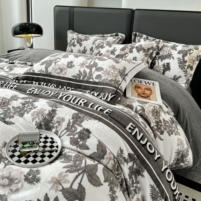 91家纺网 家纺一手货源 找家纺 耀达 2024新款轻奢加厚牛奶绒四件套 晚风