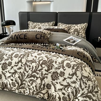 耀达 2024新款轻奢加厚牛奶绒四件套 绿野森林