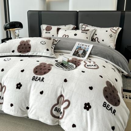 耀达 2024新款轻奢加厚牛奶绒四件套 甜心兔