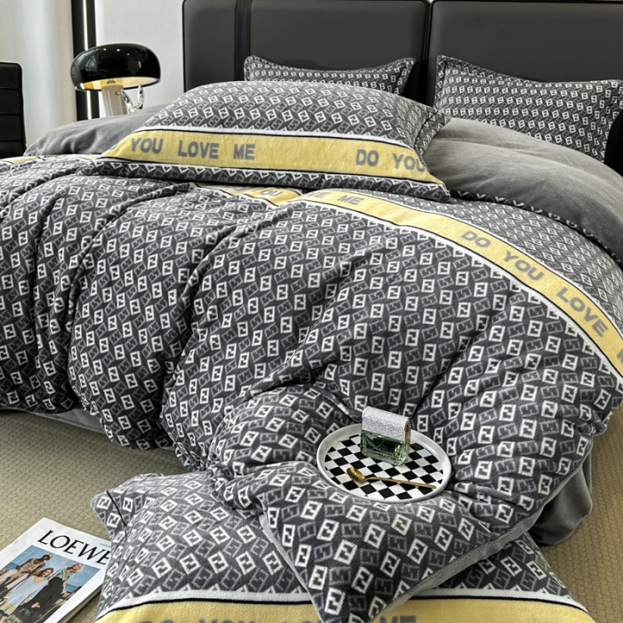 91家纺网 家纺一手货源 找家纺 耀达 2024新款轻奢加厚牛奶绒四件套 荷尔蒙