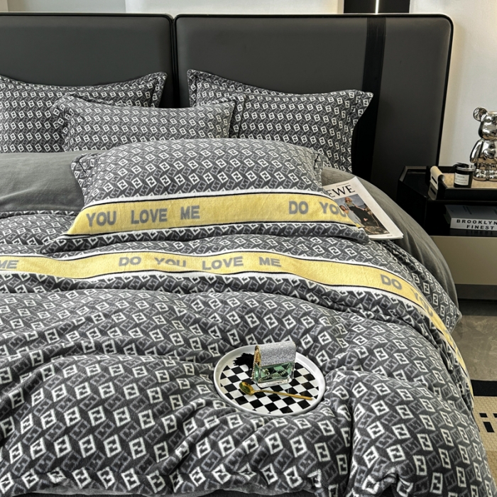 91家纺网 家纺一手货源 找家纺 耀达 2024新款轻奢加厚牛奶绒四件套 荷尔蒙