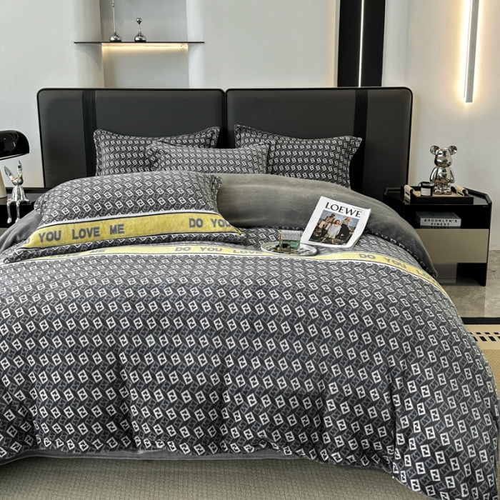 91家纺网 家纺一手货源 找家纺 耀达 2024新款轻奢加厚牛奶绒四件套 荷尔蒙