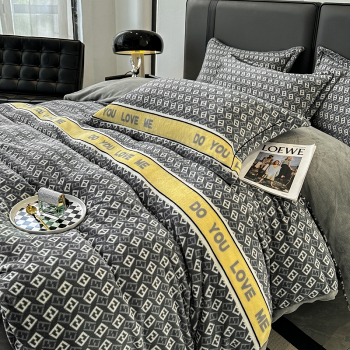 91家纺网 家纺一手货源 找家纺 耀达 2024新款轻奢加厚牛奶绒四件套 荷尔蒙