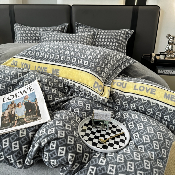 91家纺网 家纺一手货源 找家纺 耀达 2024新款轻奢加厚牛奶绒四件套 荷尔蒙