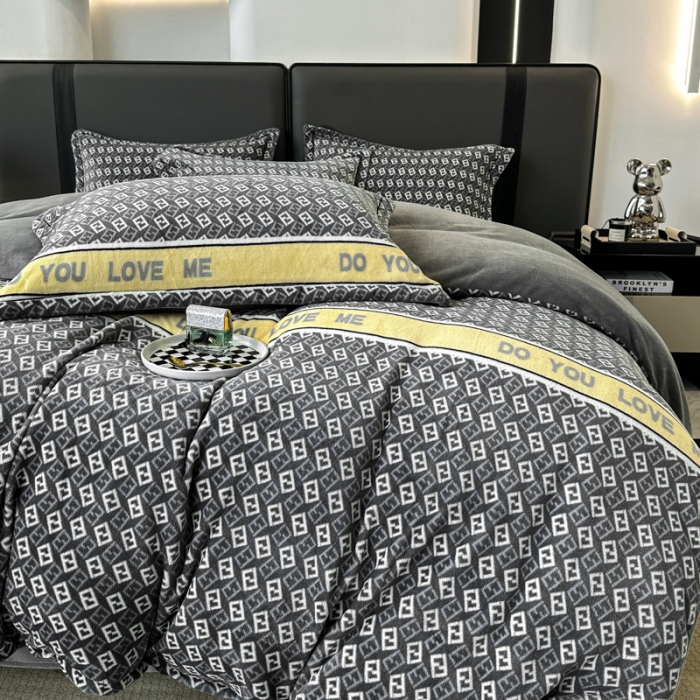 91家纺网 家纺一手货源 找家纺 耀达 2024新款轻奢加厚牛奶绒四件套 荷尔蒙